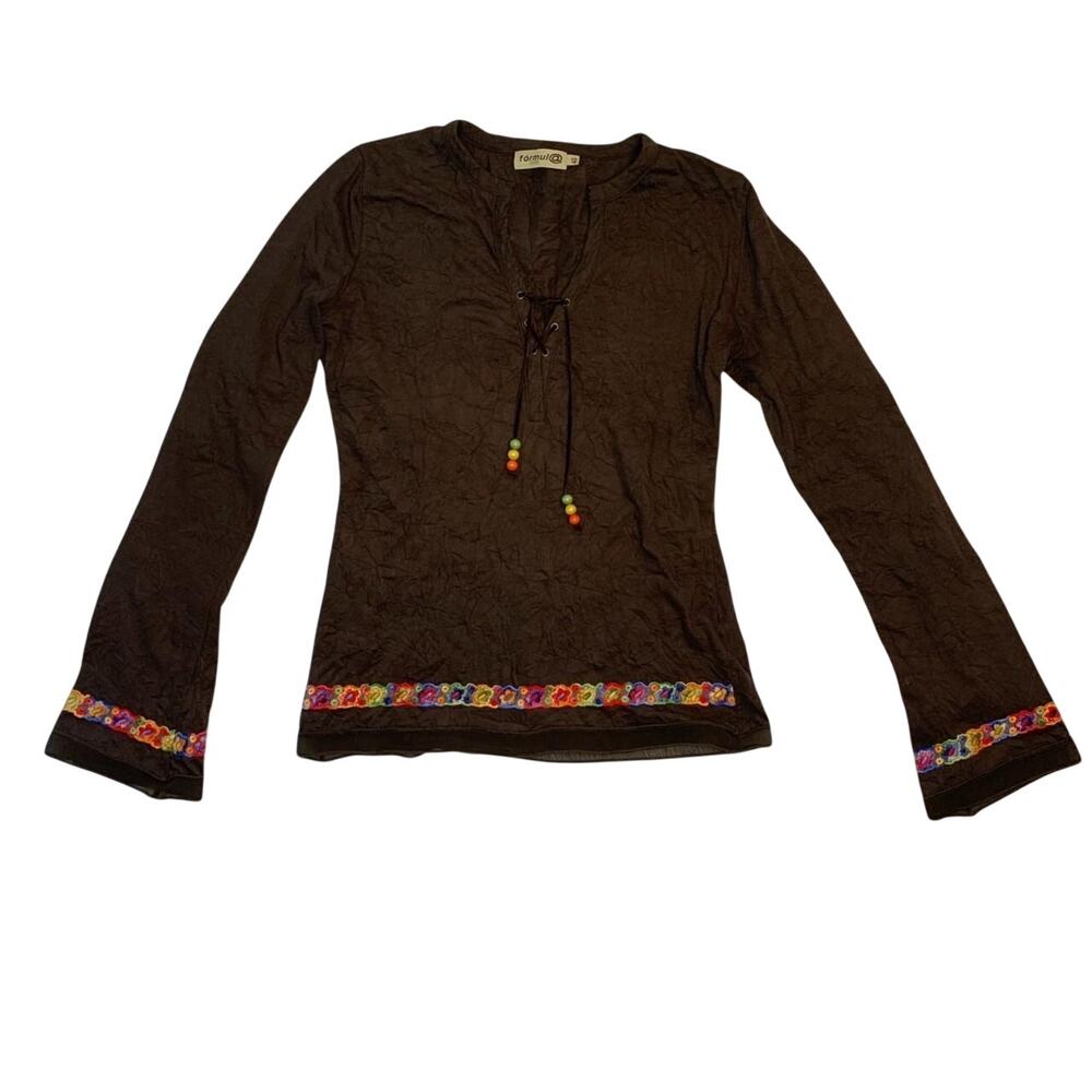 Y2k Bell Sleeve Boho Top